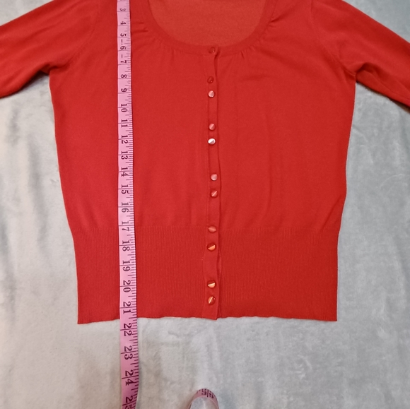 Maurices Women's Size Large Rayon Red 3/4 Sleeve Cardigan Very Soft. - Picture 10 of 12